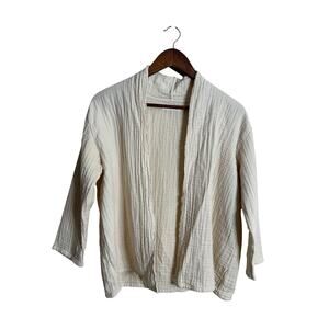 Galerie Vie Japan Gauze Open Front Cardigan Cream Minimalist Coastal Medium